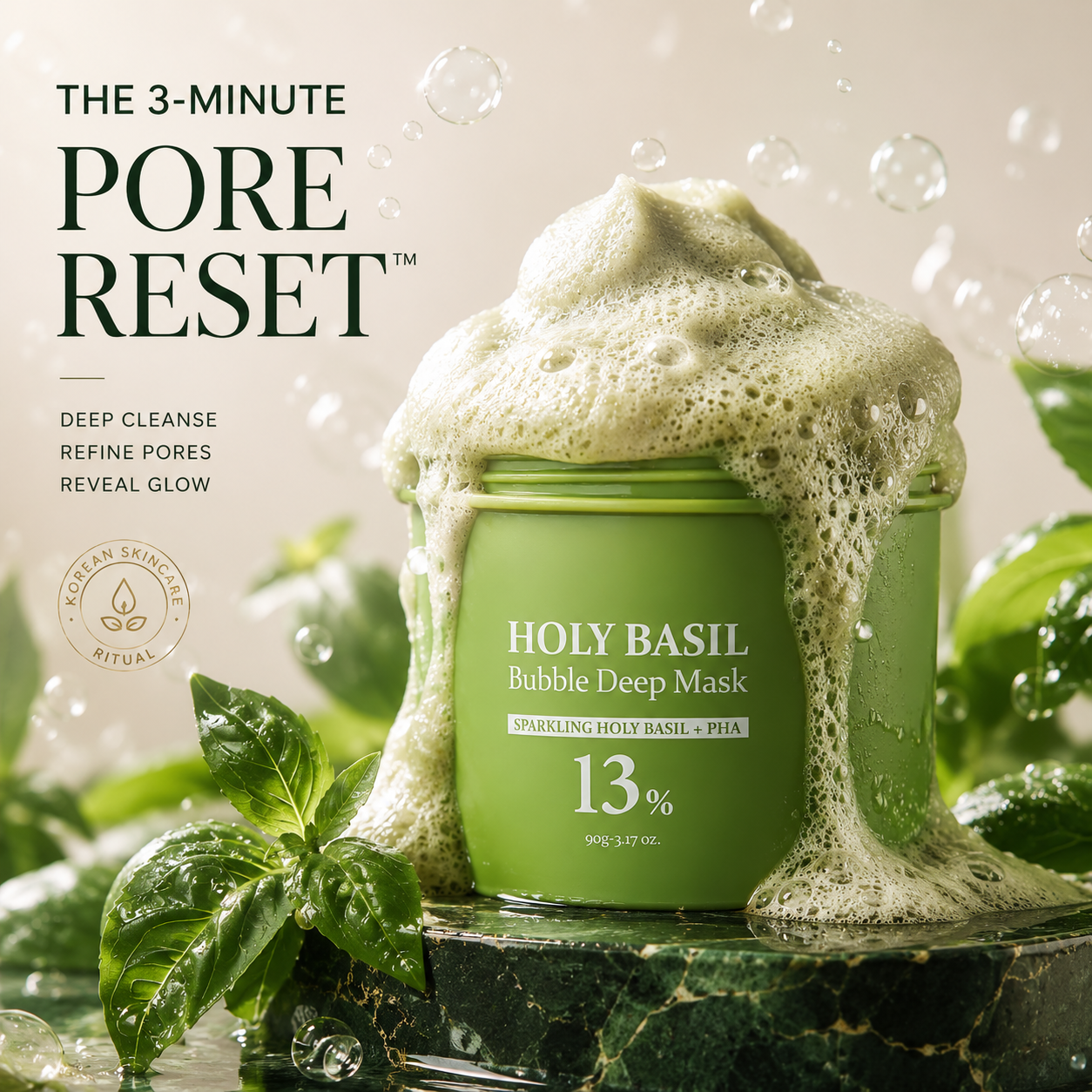 THE 3-MINUTE PORE RESET™ Holy Basil Bubble Deep Mask