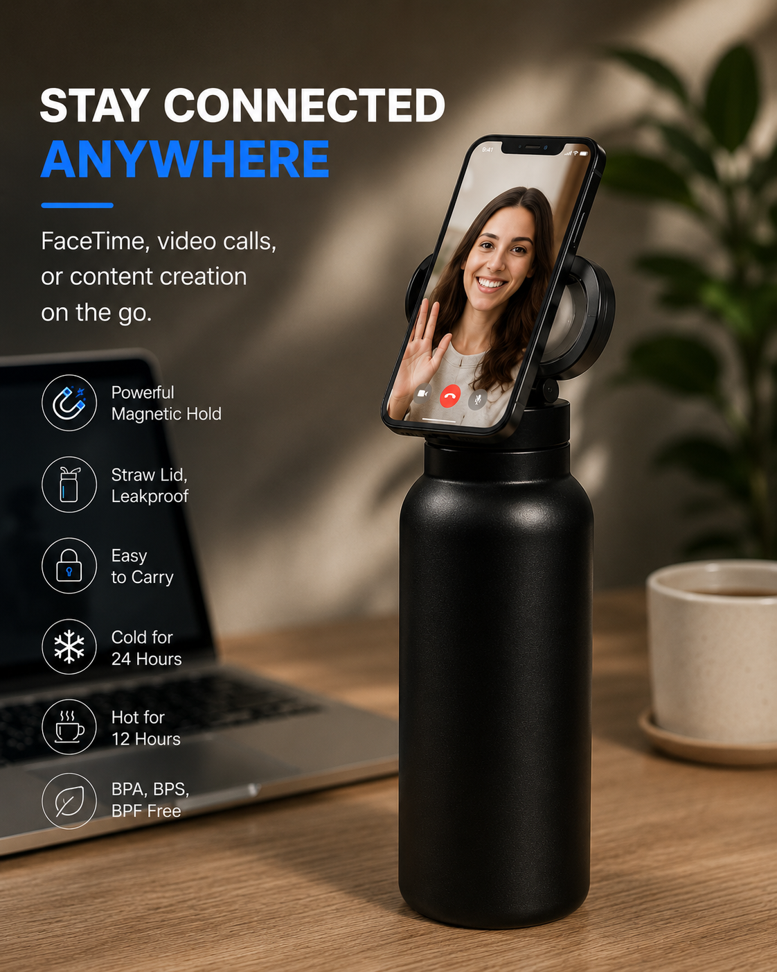 MagBottle | Magnetic Water Bottle with Phone Holder