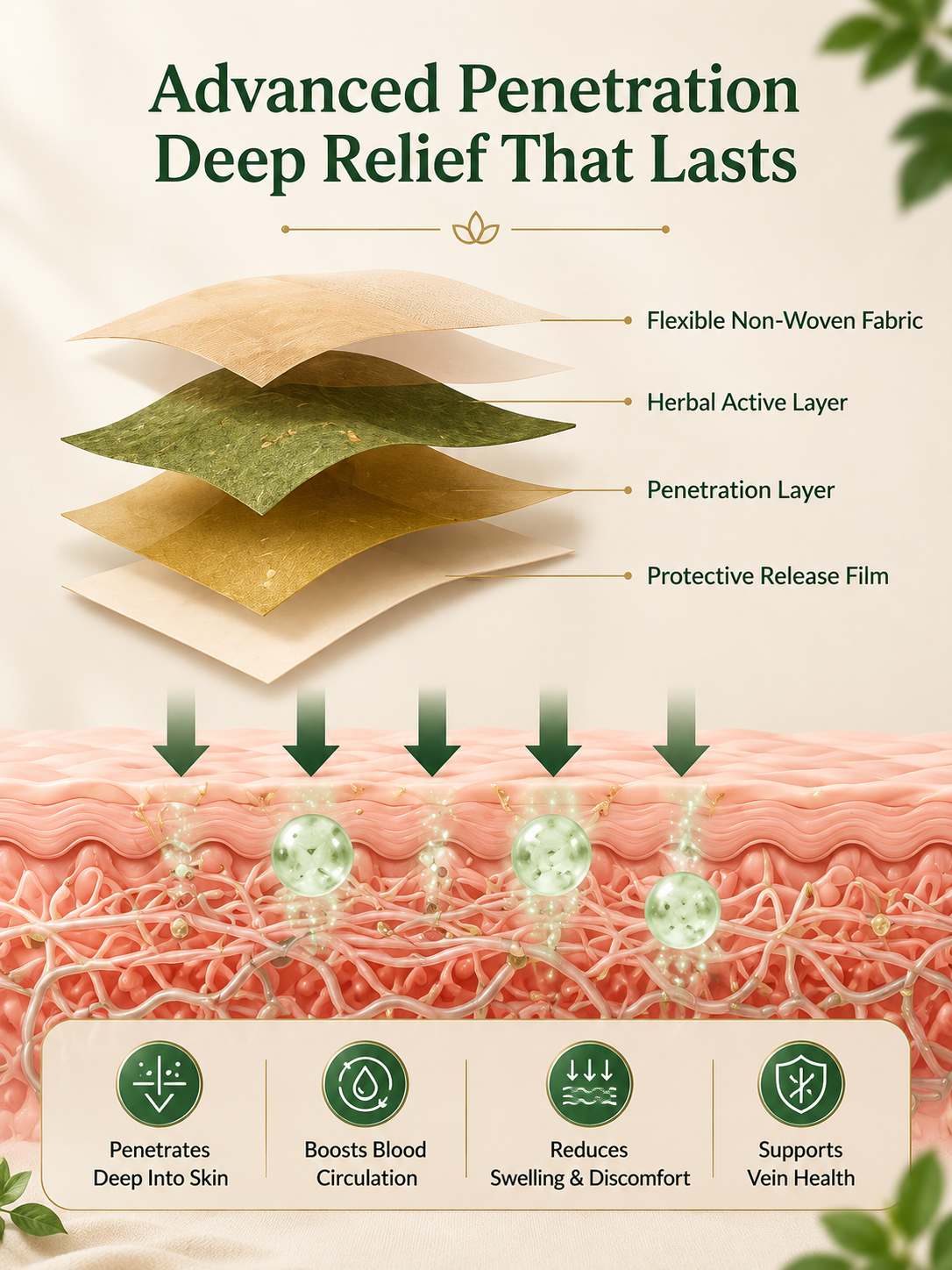 Veinora™ Spider & Varicose Vein Patches | Natural Herbal Leg Comfort Patch (12 PCS)