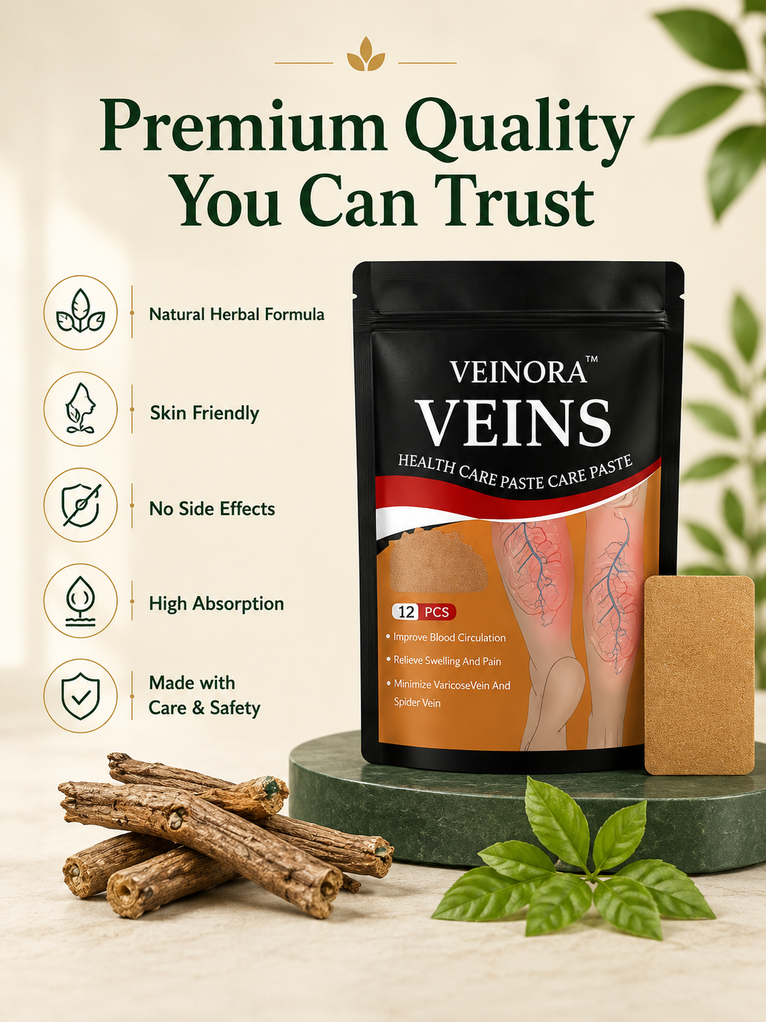 Veinora™ Spider & Varicose Vein Patches | Natural Herbal Leg Comfort Patch (12 PCS)