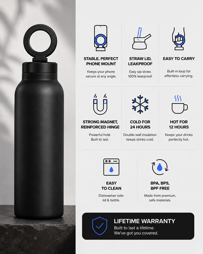 MagBottle | Magnetic Water Bottle with Phone Holder