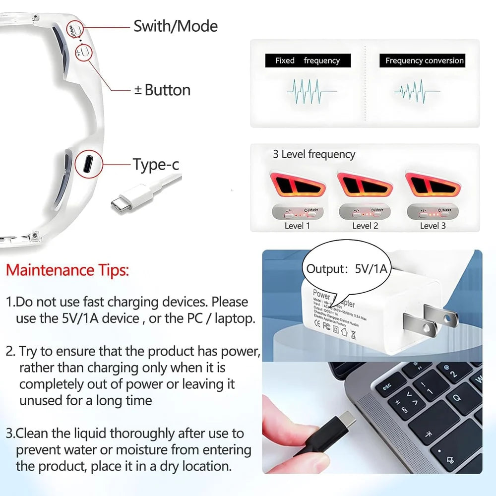Under Eye Red Light Therapy Massager LED Beauty for Dark Circles Puffiness Wrinkles